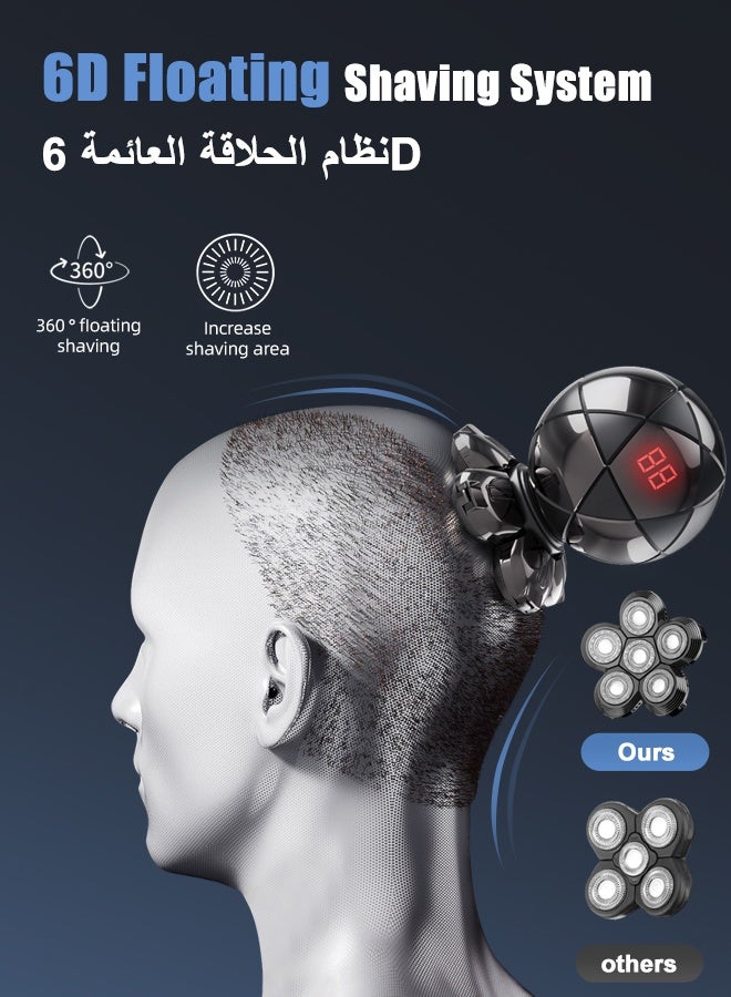  كاو ماكينة حلاقة كهربائية للرجال الصلع - ماكينة حلاقة عائمة بست شفرات لحلاقة مثالية للرأس الأصلع واللحية الكثيفة، ماكينة حلاقة لاسلكية مقاومة للماء بمعيار IPX7 للاستخدام الجاف والرطب مع قفل للسفر ومجموعة تنظيف (مصممة لمنطقة الشرق الأوسط) - Image 2
